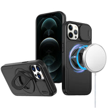 For iPhone 12 Pro Max Case Full Protection Stand Magnetic Circle +Tempered Glass
