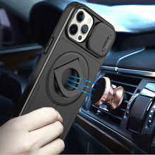 For iPhone 12 Pro Max Case Full Protection Stand Magnetic Circle +Tempered Glass