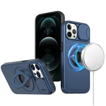 For iPhone 12 Pro Max Case Full Protection Stand Magnetic Circle +Tempered Glass