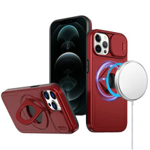 For iPhone 12 Pro Max Case Full Protection Stand Magnetic Circle +Tempered Glass