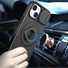 For iPhone 15 Case Full Protection Stand Magnetic Circle + 2 Tempered Glass