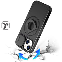 For iPhone 15 Case Full Protection Stand Magnetic Circle + 2 Tempered Glass