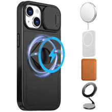 For iPhone 15 Case Full Protection Stand Magnetic Circle + 2 Tempered Glass