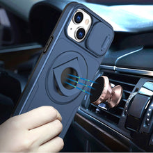 For iPhone 15 Case Full Protection Stand Magnetic Circle + 2 Tempered Glass