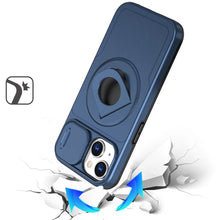 For iPhone 15 Case Full Protection Stand Magnetic Circle + 2 Tempered Glass