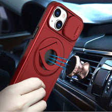 For iPhone 15 Case Full Protection Stand Magnetic Circle + 2 Tempered Glass