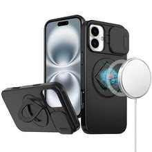 For iPhone 16 6.1inch Case Full Protection Stand Magnetic Circle +Tempered Glass