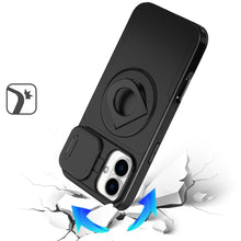 For iPhone 16 6.1inch Case Full Protection Stand Magnetic Circle +Tempered Glass