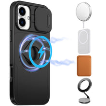 For iPhone 16 6.1inch Case Full Protection Stand Magnetic Circle +Tempered Glass