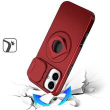 For iPhone 16 6.1inch Case Full Protection Stand Magnetic Circle +Tempered Glass