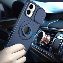 For iPhone 17 Case Full Protection w/ 360 Stand Magnetic Circle + Tempered Glass