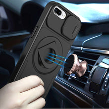 For iPhone 8 Plus/7 Plus Case Protection Stand Magnetic Circle + Tempered Glass