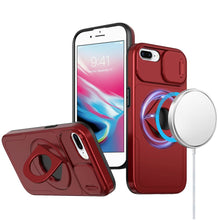 For iPhone 8 Plus/7 Plus Case Protection Stand Magnetic Circle + Tempered Glass