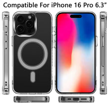 For iPhone 16 Pro 6.3in Case Magnetic Circle Slim Fit Clear + Tempered Glass