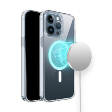 For iPhone 13/14 Case Magnetic Circle True Transparent Cover + Tempered Glass