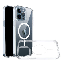 For iPhone 13/14 Case Magnetic Circle True Transparent Cover + Tempered Glass