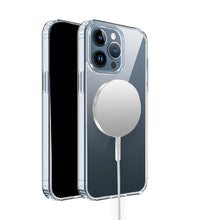 For iPhone 13/14 Case Magnetic Circle True Transparent Cover + Tempered Glass