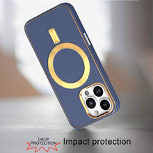 For iPhone 16 Pro 6.3in Case Magnetic Circle Vegan Leather Cover +Tempered Glass