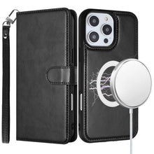 For iPhone 16 PRO MAX Case Detacheable Magnetic Circle Wallet + Tempered Glass