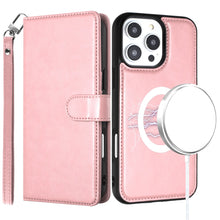 For iPhone 16 PRO MAX Case Detacheable Magnetic Circle Wallet + Tempered Glass