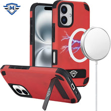 For iPhone 16 6.1inch Case Heavy-Duty Magnetic Circle Kickstand + Tempered Glass
