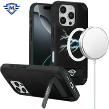 For iPhone 16 Pro 6.3in Case Heavy-Duty Magnet Circle Kickstand + Tempered Glass