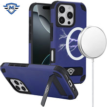 For iPhone 16 Pro 6.3in Case Heavy-Duty Magnet Circle Kickstand + Tempered Glass