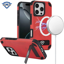 For iPhone 16 Pro 6.3in Case Heavy-Duty Magnet Circle Kickstand + Tempered Glass