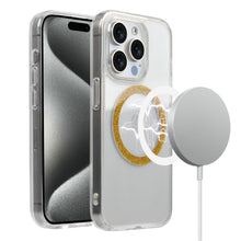 For iPhone 15 PRO Case Epoxy and Glitter Magnetic Charging + 2 Tempered Glass