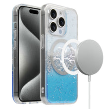 For iPhone 15 PRO Case Fused Glitter Flakes Magnetic Charging + 2 Tempered Glass