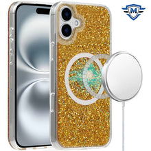 For iPhone 16 Plus 6.7in Case Magnetic Circle Premium Glitter + Tempered Glass