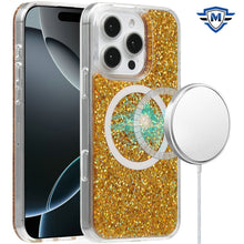 For iPhone 16 Pro 6.3in Case Magnet Circle Premium Full Glitter + Tempered Glass