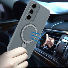 For Samsung Galaxy S24+ Plus Case Liquid Silicone Metal Stand Magnetic Charging