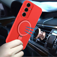 For Samsung Galaxy S24+ Plus Case Liquid Silicone Metal Stand Magnetic Charging