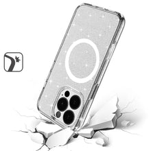 For iPhone 16 Pro 6.3in Case Glitter Translucent Magnetic Circle +Tempered Glass
