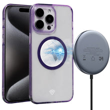 For iPhone 15 PRO Case Magnetic Charging Translucent Border + 2 Tempered Glass