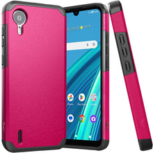 For Cricket Debut S2, At&t Calypso 4 Tough Hybrid Case Cover + Tempered Glass