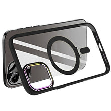 For iPhone 16 Plus 6.7in Case Magnetic Circle RingStand Chrome + Tempered Glass