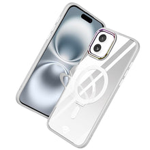 For iPhone 16 Plus 6.7in Case Magnetic Circle RingStand Chrome + Tempered Glass