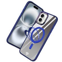 For iPhone 16 Plus 6.7in Case Magnetic Circle RingStand Chrome + Tempered Glass