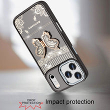 For iPhone 17 Pro Max Case 3D Butterfly Bling Charm Stand Cover + Tempered Glass