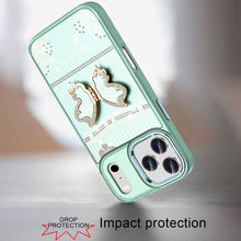 For iPhone 17 Pro Max Case 3D Butterfly Bling Charm Stand Cover + Tempered Glass