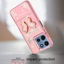 For Moto G 2025 Case 3D Butterfly Bling Charm Stand Phone Cover + Tempered Glass