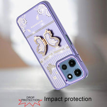 For Moto G 2025 Case 3D Butterfly Bling Charm Stand Phone Cover + Tempered Glass