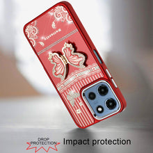 For Moto G 2025 Case 3D Butterfly Bling Charm Stand Phone Cover + Tempered Glass