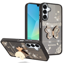 For Samsung A16 5G Case 3D Butterfly Bling Charm Stand Cover + Tempered Glass