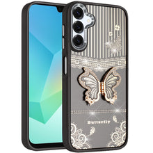For Samsung A16 5G Case 3D Butterfly Bling Charm Stand Cover + Tempered Glass