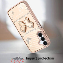 For Samsung A16 5G Case 3D Butterfly Bling Charm Stand Cover + Tempered Glass