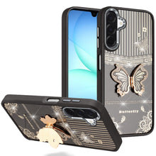 For Samsung A17 5G Case 3D Butterfly Bling Charm Stand Cover + Tempered Glass