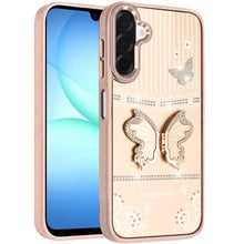 For Samsung A17 5G Case 3D Butterfly Bling Charm Stand Cover + Tempered Glass